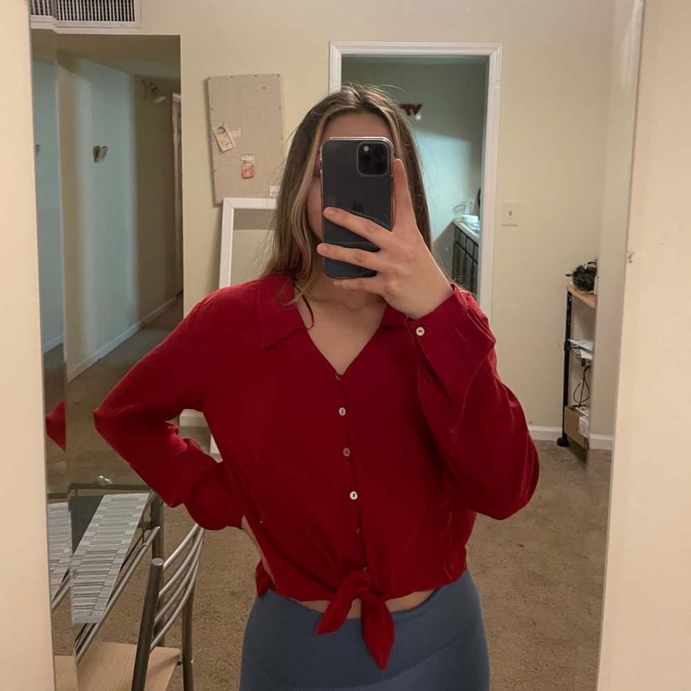 Zara Red Button Top